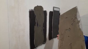 Крупноформатный керамогранит на гипсовую штукатурку. Тест на прилипание (адгезию).