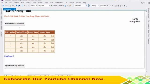 Edit GridView Row Data Through Popup Window in Asp.Net C# Ajax | Hindi | Free Online Learning Class смотреть онлайн