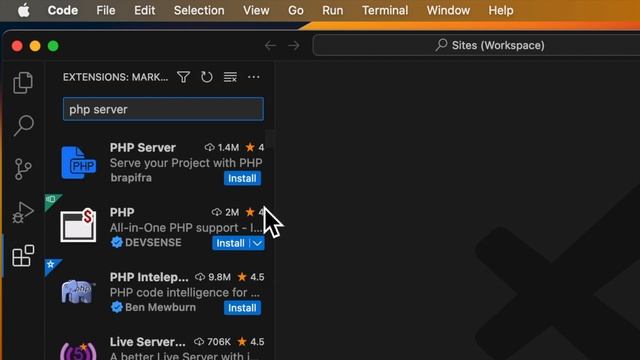 How to Add the PHP Server Extension to Microsoft Visual Studio Code on an Intel Mac смотреть онлайн