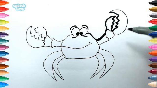 How to Draw Sea Animals l Coloring Page Crab Sea Animals l Learn Colors for Children Coloring смотреть онлайн