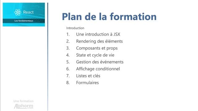Présentation de la formation React : Les fondamentaux смотреть онлайн