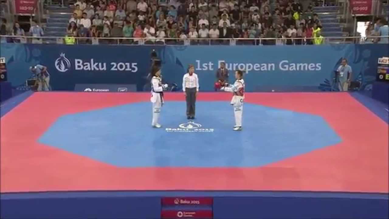 Taekwondo WTF. Baku 2015 European Games. Semifinal. W-57. Calvo Gomes-Zaninovic. смотреть онлайн