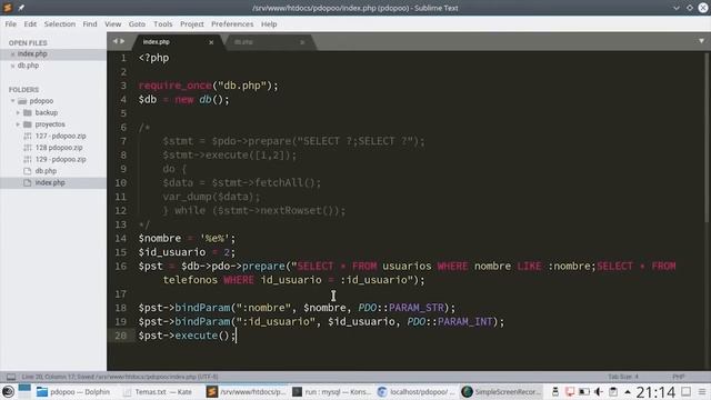 22 - Ejecución y Recorrido de Múltiples Consultas [PHP 7 - PDO - MariaDB/MySQL] смотреть онлайн