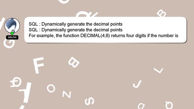 SQL : Dynamically generate the decimal points смотреть онлайн