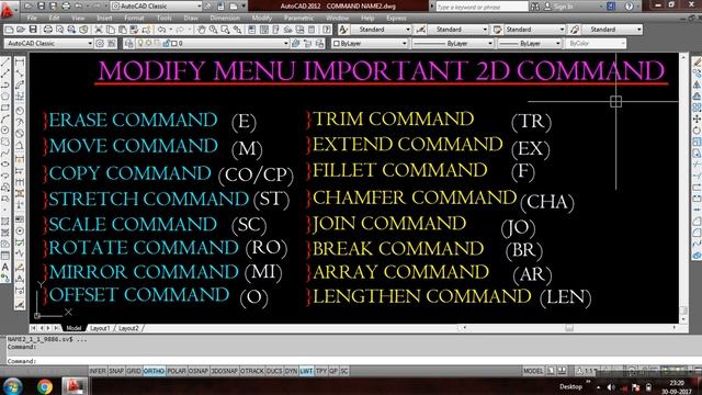 All 2D important Commands in AutoCAD with short key || Autocad 2D syllabus || cad career смотреть онлайн