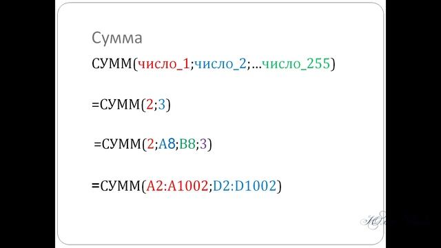 Excel: Функции смотреть онлайн