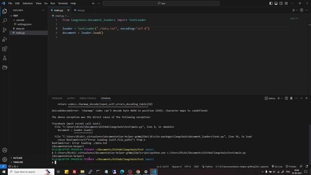 Langchain TextLoader UnicodeDecodeError Charmap Codec Can't Decode Byte In Python смотреть онлайн