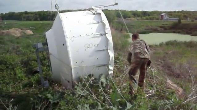 подъем антенны диаметром 1.8 метра лебедкой