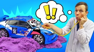 Тобот застрял в зыбучих песках! Роботы Трансфомеры в видео для мальчиков Доктор Ой