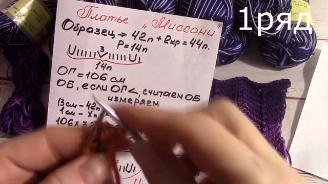 Узор - Кайма и РАСЧЕТ Петель на Платье из пряжи "YarnArt Begonia". смотреть онлайн