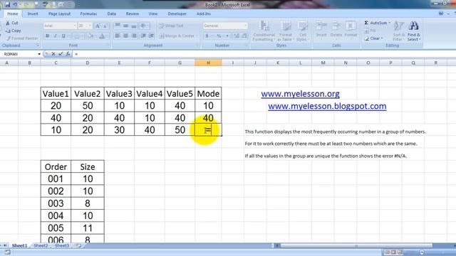 MS Excel : Mode Formula смотреть онлайн