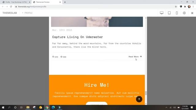 Profile : Free Bootstrap 4 HTML5 One Page Portfolio Website Template смотреть онлайн