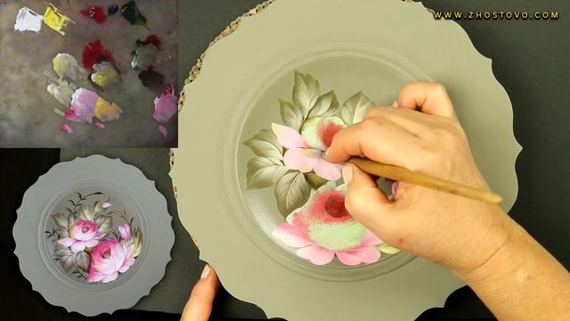 Жостовская роспись деревянной тарелки. Мастер-класс. Художник Лариса Гончарова смотреть онлайн