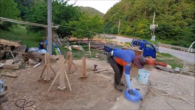 Wood22-기둥 세우는법(그랭이 공법), 신기한 기술,한옥,목수,목공,전통.wood.