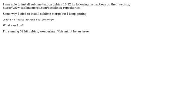 Unable to locate package sublime-merge on Debian 10 32 смотреть онлайн