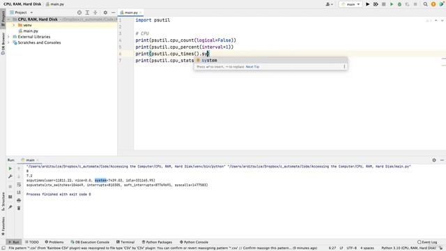 Accessing CPU, RAM, and Hard Disk Stats | Automate Everything with Python смотреть онлайн