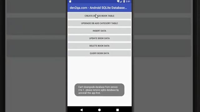 android sqlite database downgrade error смотреть онлайн