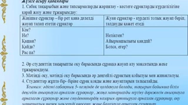 Ғанибаева Ж А Сын тұрғысынан ойлау технологиясы пәні Тарих 301 топ смотреть онлайн