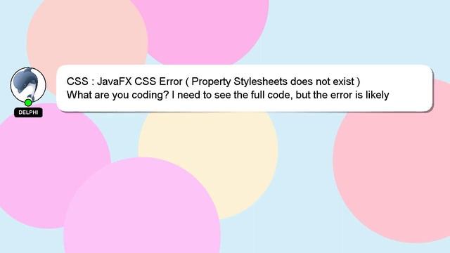 CSS : JavaFX CSS Error ( Property Stylesheets does not exist ) смотреть онлайн