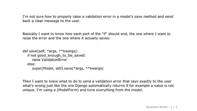 Django : Raise a validation error in a model's save method in Django смотреть онлайн