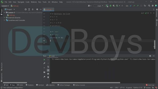 PYTHON OPERATORLARI || PYTHON DASTURLASH ASOSLARI 2- Qism || PYTHON BASIC Part 2 смотреть онлайн
