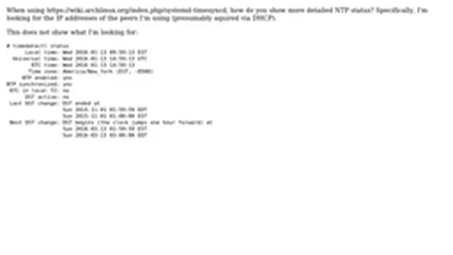 systemd-timesyncd: Show NTP status смотреть онлайн