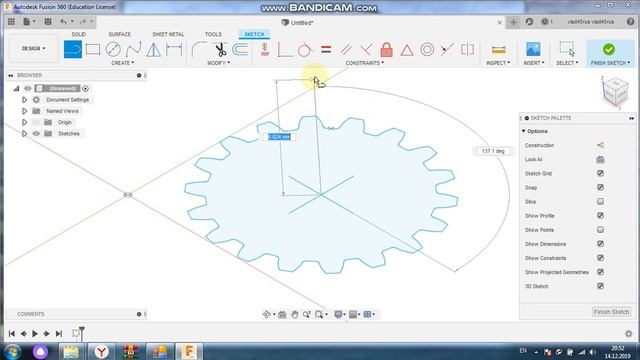 Создание косозубой шестерни в программе Fusion 360