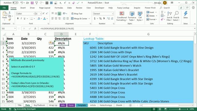 Excel Text Transformation: Troubleshooting VLOOKUP When Numbers Stored as Text - Episode 2272 смотреть онлайн