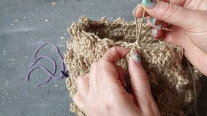 №10 Дачное Подвесное Кашпо "Азау" 3-Д рисунком вяжем крючком из Джута