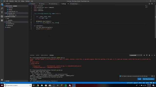 Making a discord bot using Discord.py | Part 7: Errors смотреть онлайн