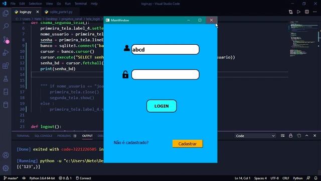 Tela de login com Python #3 - Validando os dados смотреть онлайн