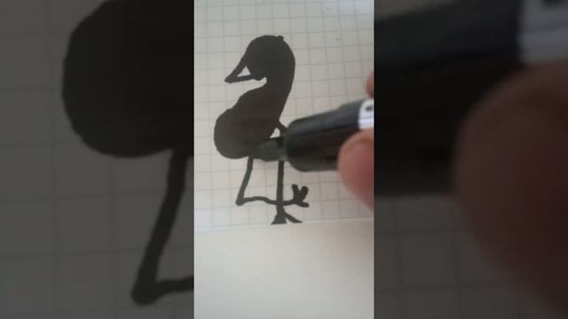 рисуем фламинго чёрным маркером... смотреть онлайн