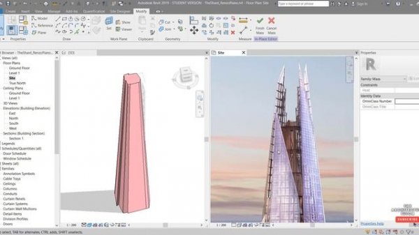 Revit Tutorial [2022] | RENZO PIANO model of LONDON SHARD skyscraper in Revit