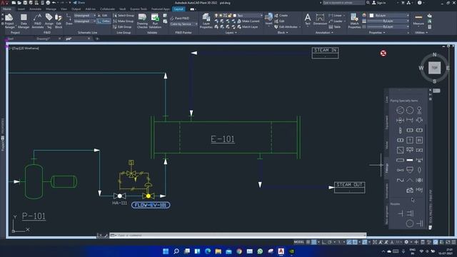 A Simple P&ID drawing drafting with Auto CAD P&ID 2021 смотреть онлайн
