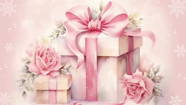 Pink Christmas Background: Shabby Chic Coquette Victorian Vintage Santa Claus Screensaver TV Art смотреть онлайн