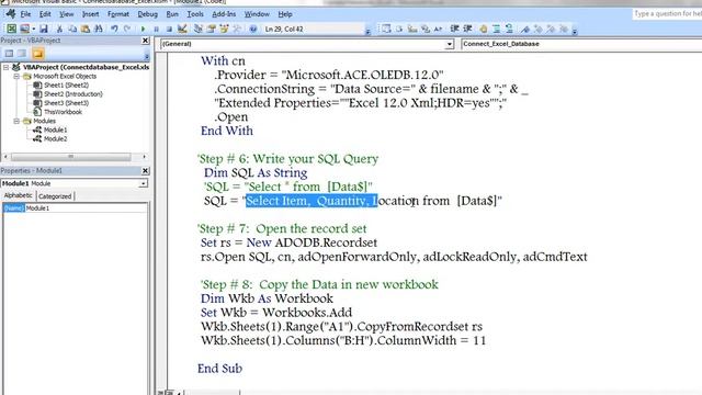 Excel VBA ADODB Connect to Excel as Database Required Columns смотреть онлайн