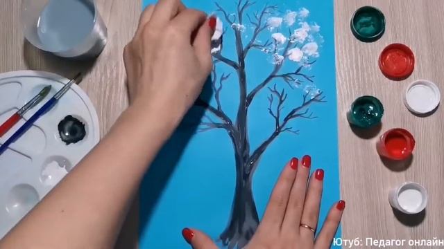 Рисуем зимнее дерево скомканной бумагой! Творчество. Рисование с детьми. How to draw a winter tree смотреть онлайн