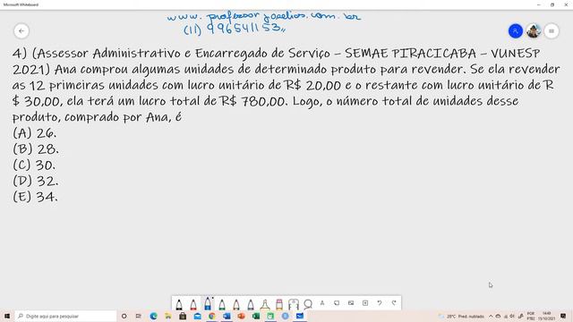 LIVE DE MATEMÁTICA DA VUNESP AULA GRATUITA Professor Joselias смотреть онлайн