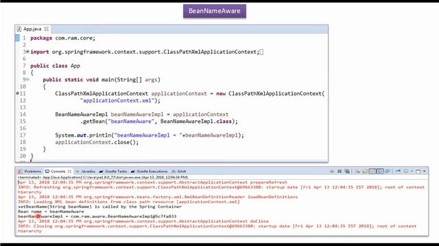 Understanding Spring Bean Life Cycle with BeanNameAware Interface | Spring Tutorial смотреть онлайн