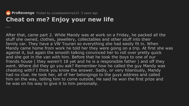 Wife Cheating, He Drives Her To The Guy's House For A Prank. [Reddit Cheating ProRevenge Stories]