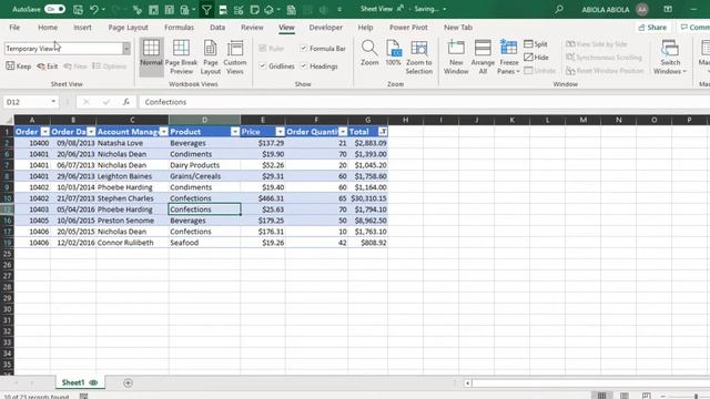 Sheet View in Excel for Microsoft 365 смотреть онлайн
