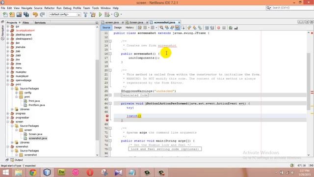 How to take screenshots and save it Using Java NetBeans смотреть онлайн