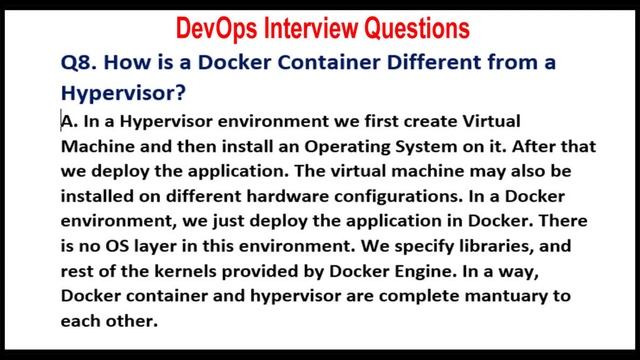 DevOps Interview Questions |Q8. How is a Docker Container Different from a Hypervisor? смотреть онлайн