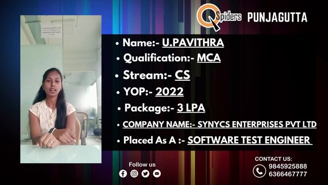 Placement Journey of a Student From QSpiders/ Hyderabad Punjagutta смотреть онлайн