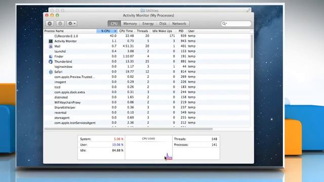 Mac® OS X™ Activity Monitor Shows CPU usage graph with more than four processor cores смотреть онлайн