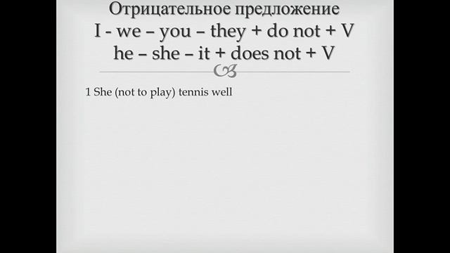 Present Simple Настоящее простое время Отрицательное предложение Теория и практика смотреть онлайн