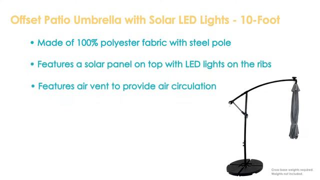 Sunnydaze Offset Patio Umbrella with Solar LED Lights - 10-Foot-RUL-106 смотреть онлайн