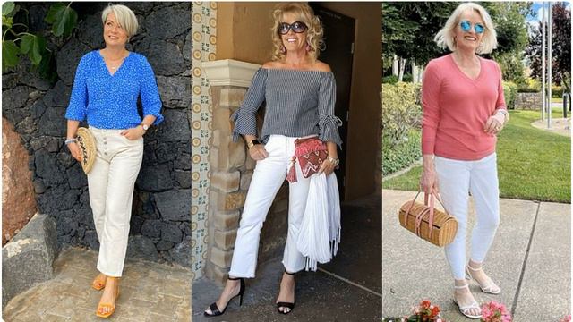 ТРЕНДОВЫЕ ДЖИНСЫ И БРЮКИ В БЕЛОМ ЦВЕТЕ💖КАК НОСИТЬ БЕЛЫЕ ДЖИНСЫ ЖЕНЩИНАМ 50+ 55+ 60+ 💖 смотреть онлайн