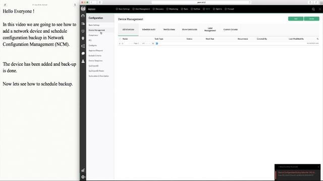 Add a Network device and configure Schedule backup in ManageEngine NCM смотреть онлайн