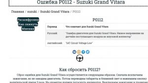 Suzuki Grand Vitara - коды ошибок двигателя онлайн